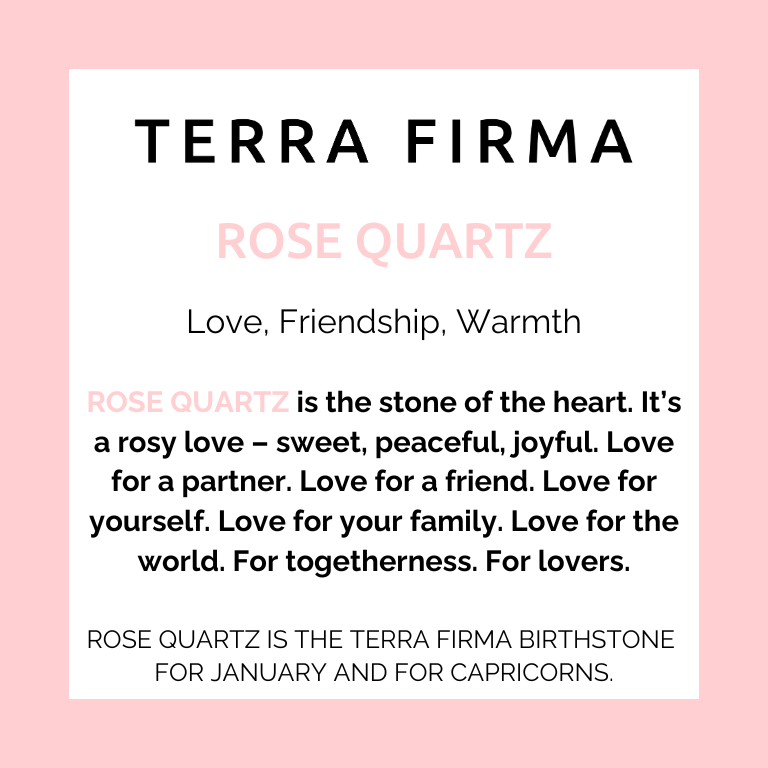 Rose quartz stone information card